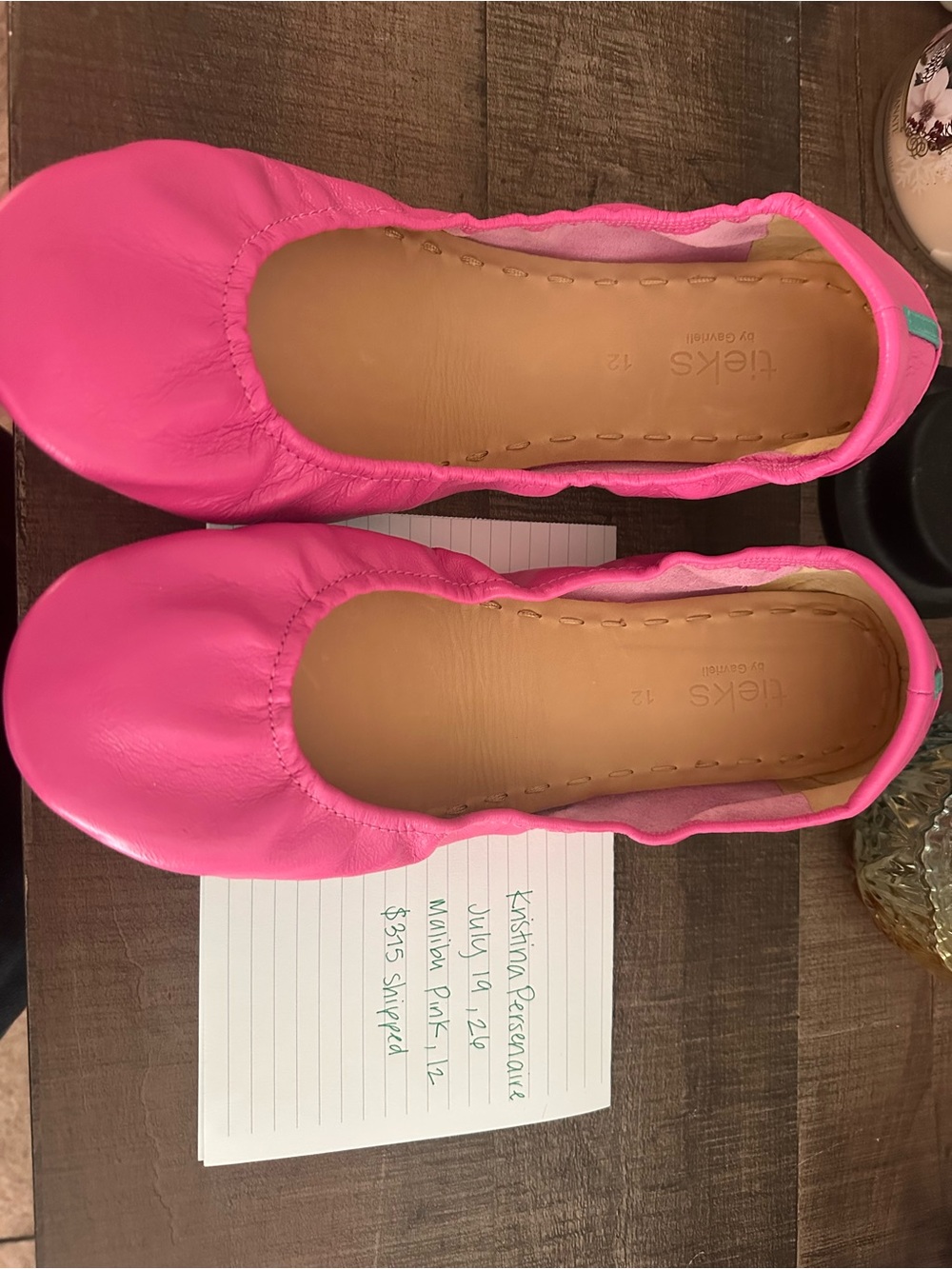 New Tieks Vault Malibu Pink Leather Ballet Flats - sz12 - Picture 1 of 4